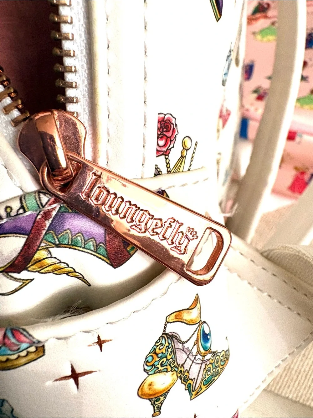 Loungefly White Mini Backpack with Multicolor Shoe Print